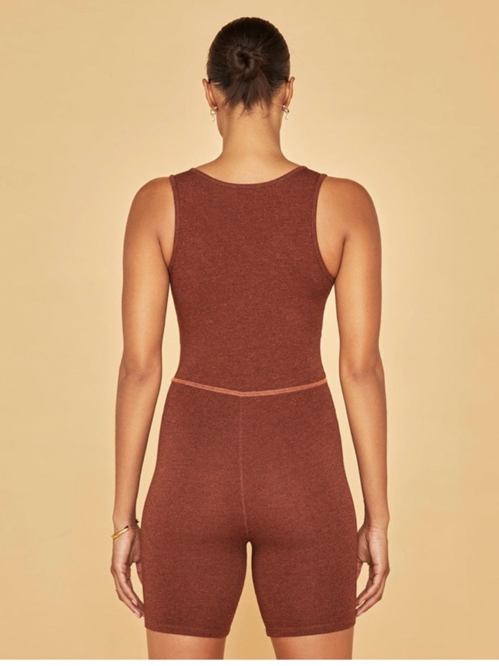 Sundry Rust Brown Vneck Sleeveless Knit Romper Sz 1/S - Picture 3 of 6